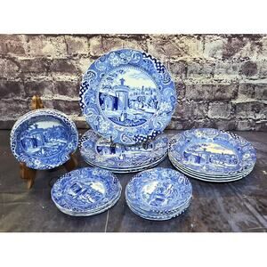 Antique WR Midwinter LTD  "Landscape Blue" Set of 20 Plates